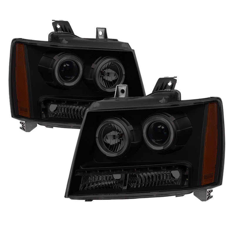 Xtune Chevy Suburban 1500/2500 07-14 Halo Projector w/LED Headlights Smoked PRO-JH-CSUB07-LED-BSM SPYDER Headlights