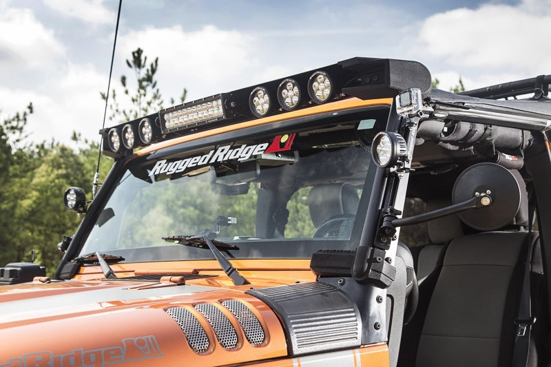 Rugged Ridge 07-18 Jeep Wrangler JK Elite Fast Track Windshield Light Bar Mount w/ Crossbar Rugged Ridge Light Bars & Cubes