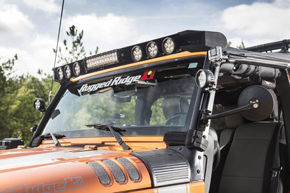 Rugged Ridge 07-18 Jeep Wrangler JK Elite Fast Track Windshield Light Bar Mount w/ Crossbar Rugged Ridge Light Bars & Cubes