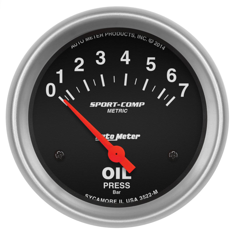 Autometer Sport-Comp 66.7mm 0-7 BAR Short Sweep Electronic Oil Pressure Gauge AutoMeter Gauges
