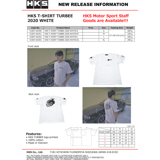 HKS T-SHIRT TURBEE 2020 WHITE S HKS Apparel