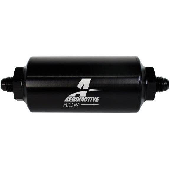 Aeromotive In-Line Filter - (AN-6 Male) 40 Micron Stainless Mesh Element Bright Dip Black Finish Aeromotive Fuel Filters