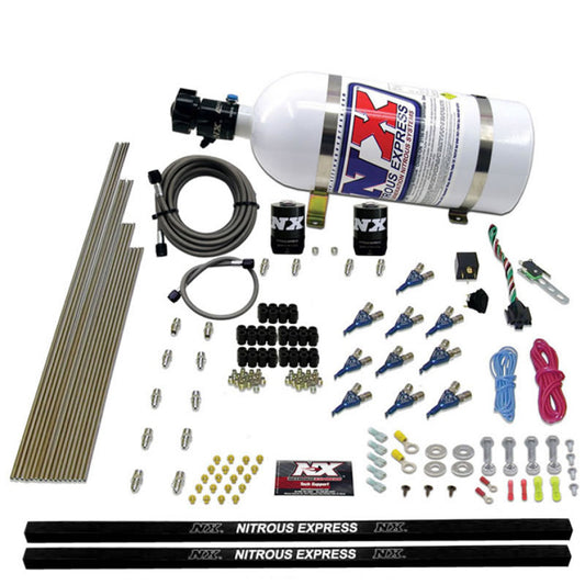 Nitrous Express 10 Cyl Piranha Nozzle Direct Port Nitrous Kit (250-500HP) w/10lb Bottle