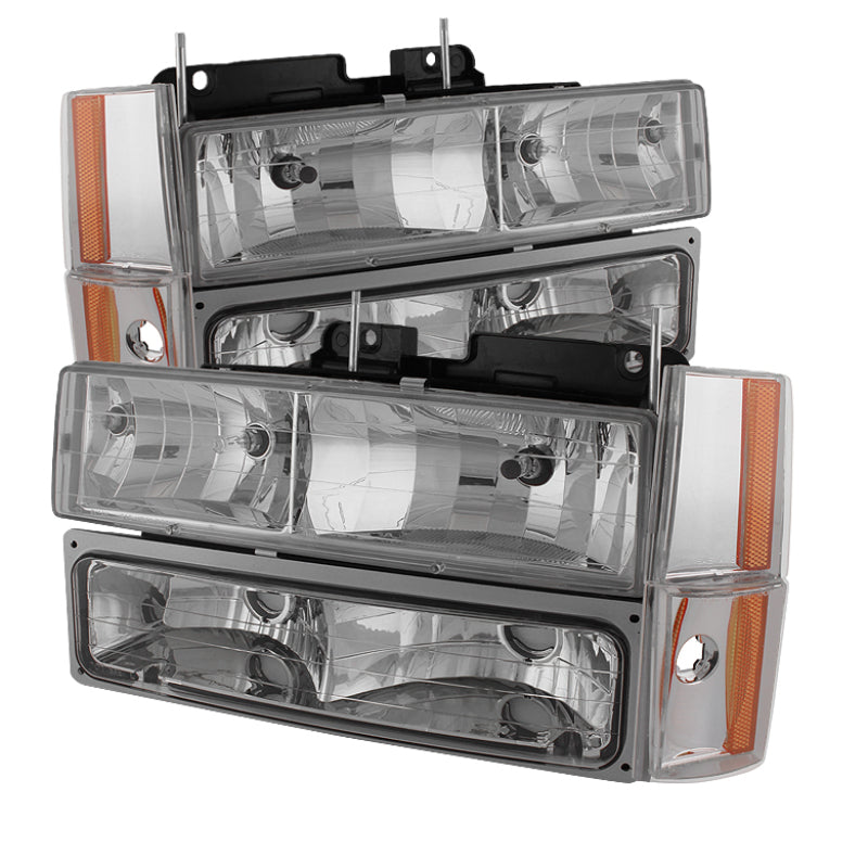 Xtune GMC Yukon 92-93 Crystal Headlights w/ Corner & Bumper Chrome HD-JH-GMCCK88-AM-C-SET SPYDER Headlights