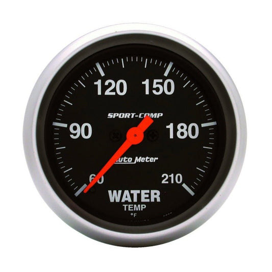 Autometer Sport-Comp 2-5/8in Water Temperature 60-210 Degrees F Stepper Motor Gauge AutoMeter Gauges