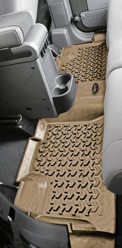 Rugged Ridge Floor Liner Rear Black 2007-2018 Jeep Wrangler Unlimited JK 4 Dr Rugged Ridge Floor Mats - Rubber