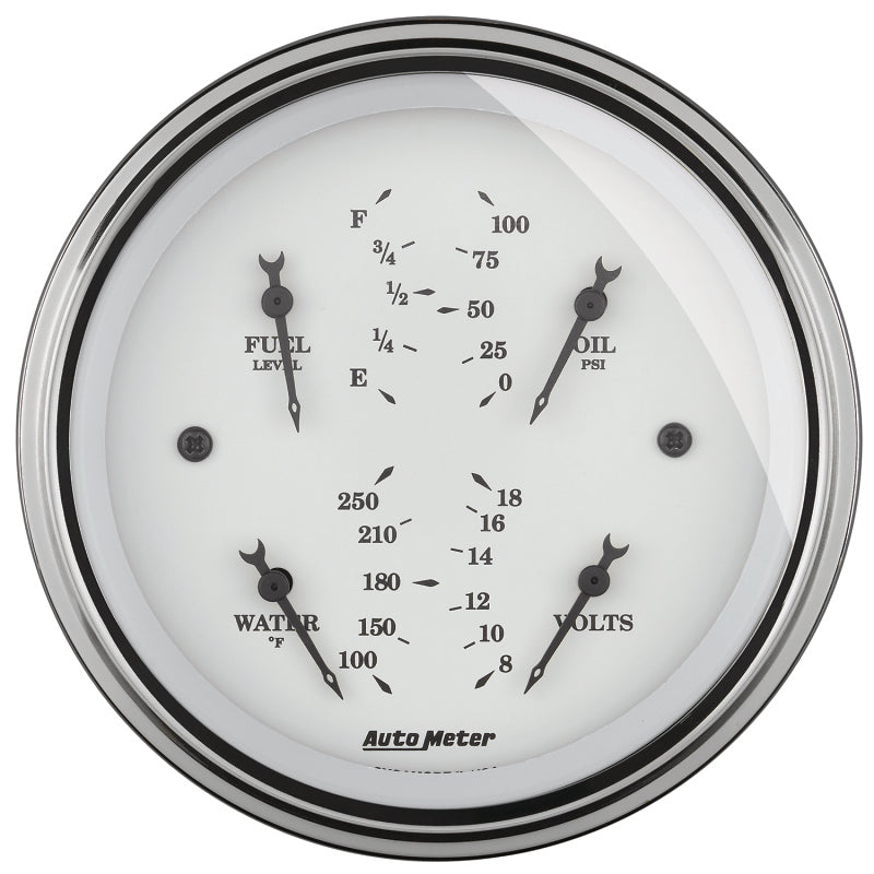 AutoMeter Gauge Quad 3-3/8in. 0 Ohm(e) to 90 Ohm(f)Elec Old Tyme White AutoMeter Gauges