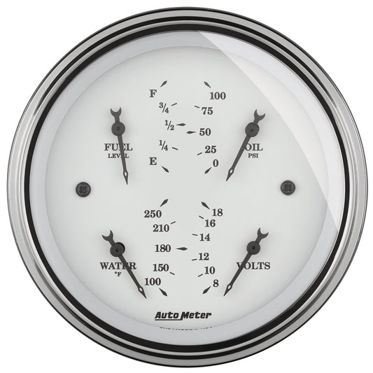 AutoMeter Gauge Quad 3-3/8in. 0 Ohm(e) to 90 Ohm(f)Elec Old Tyme White AutoMeter Gauges