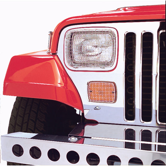 Rugged Ridge 87-95 Jeep Wrangler YJ Stainless Steel Stone Guard Set Rugged Ridge Light Covers and Guards