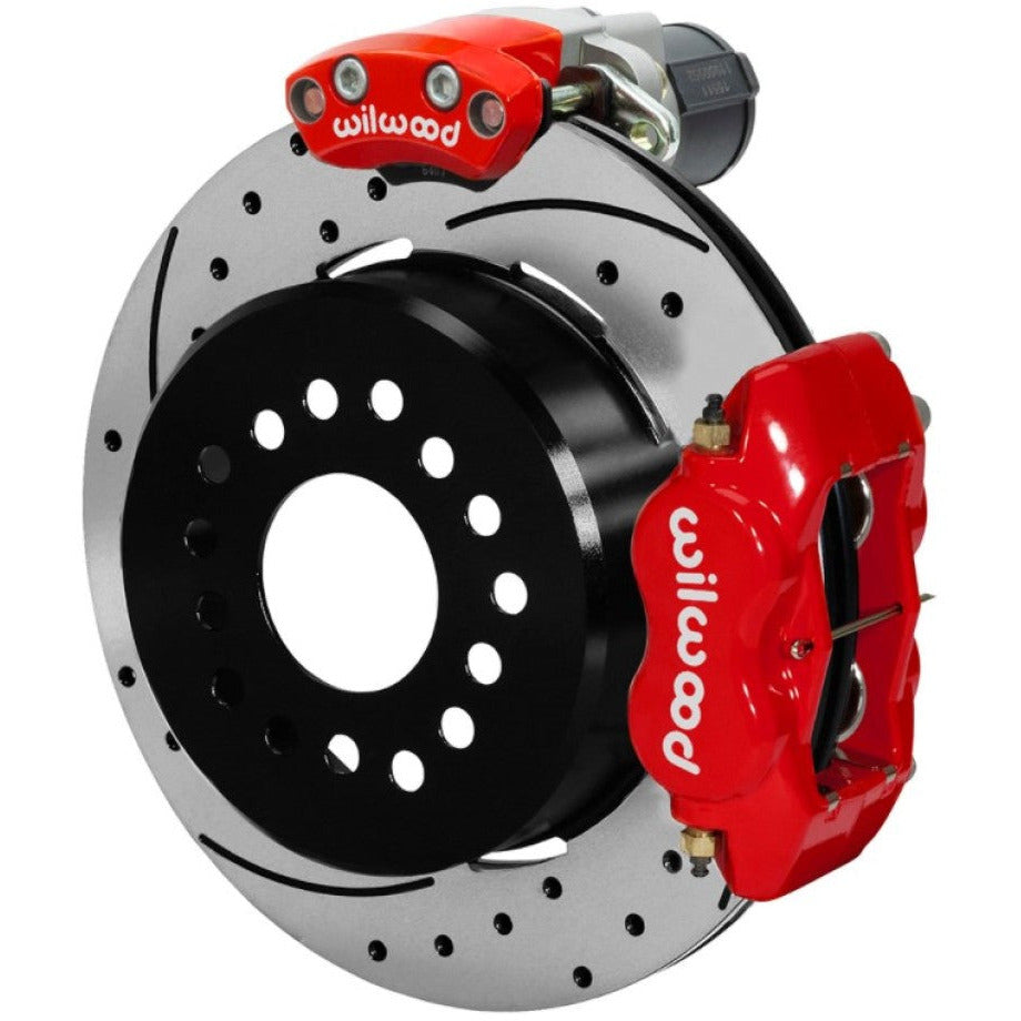 Wilwood Forged Dynalite Rear Electronic Parking Brake Kit - Red Powder Coat Caliper - D/S Rotor Wilwood Brake Calipers - Perf