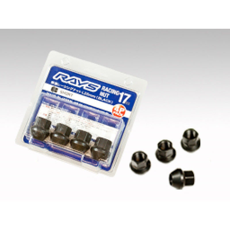 Rays 17 Hex Racing Nut Set L25 Short Type 12x1.50 - Black Chromate (4 Pieces) Rays Lug Nuts