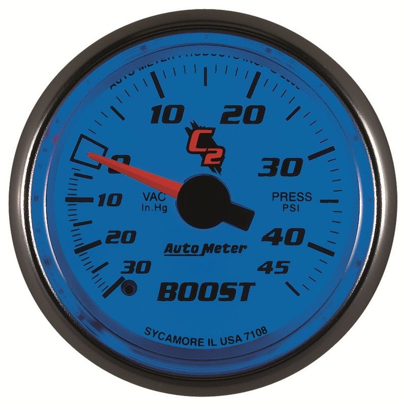 Autometer C2 52mm 30 In Hg-Vac/45 PSI Mechanical Vacuum/Boost Gauge AutoMeter Gauges