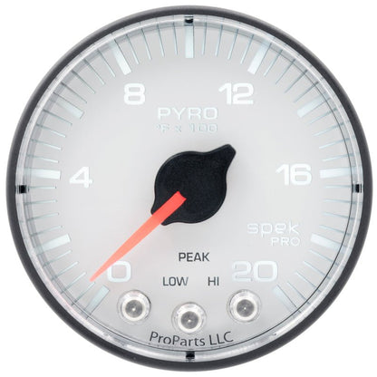 Autometer Spek-Pro Gauge Pyro. (Egt) 2 1/16in 2000f Stepper Motor W/Peak & Warn Wht/Blk AutoMeter Gauges