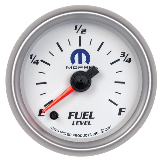 AutoMeter Gauge Fuel Level 2-1/16in. 0-280 Ohm Programmable White Mopar AutoMeter Gauges