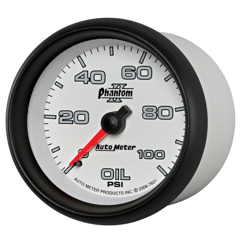 Autometer Phantom II 2-5/8in 100 PSI Mechanical Oil Pressure Gauge AutoMeter Gauges