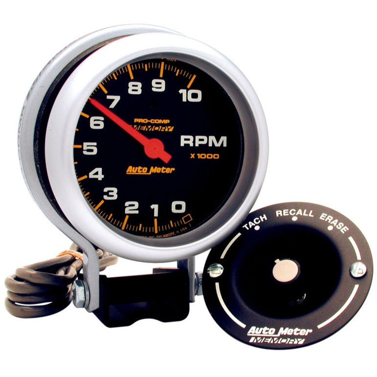 AutoMeter Gauge Tachometer 3-3/4in. 10K RPM Pedestal W/Peak Memory Pro-Comp AutoMeter Gauges