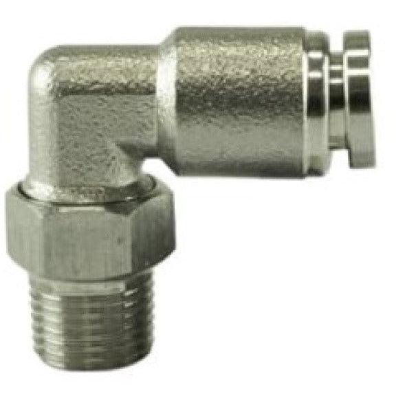 Turbosmart 1/8 NPT to 90 Degree 1/4 pushloc Stainless Steel Turbosmart Fittings