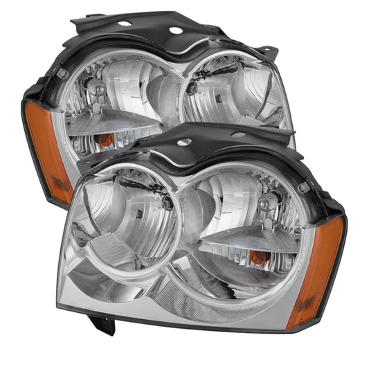 Xtune Jeep Grand Cherokee 05-07 Crystal Headlights Chrome HD-JH-JGC05-AM-C SPYDER Headlights