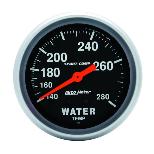 Autometer Sport-Comp 66.7mm 140-280 Degree F PSI Mechanical Water Temperature Gauge AutoMeter Gauges