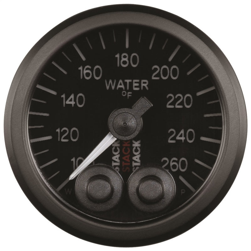 Autometer Stack Pro Control 52mm 100-260 deg F Water Temp Gauge - Black (1/8in NPTF Male) AutoMeter Gauges