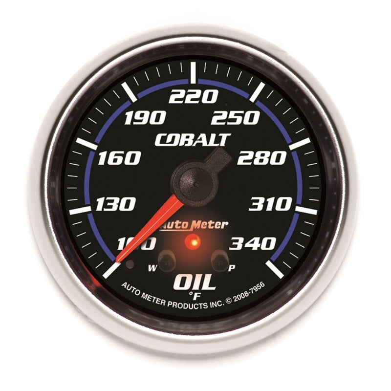 AutoMeter Gauge Oil Temp 2-5/8in. 340 Deg. F Stepper Motor W/ Peak & Warn Cobalt AutoMeter Gauges