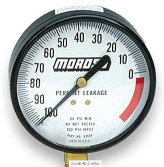 Moroso Cylinder Leakage Testing Gauge Head (Use w/Part No 89600/89601)