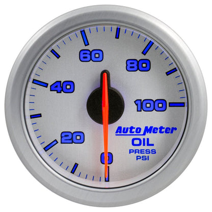 Autometer Airdrive 2-1/6in Oil Pressure Gauge 0-100 PSI - Silver AutoMeter Gauges