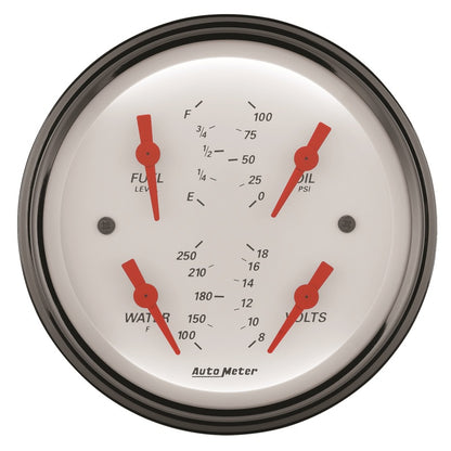 AutoMeter Gauge Quad 3-3/8in. 0 Ohm(e) to 90 Ohm(f)Elec Arctic White AutoMeter Gauges