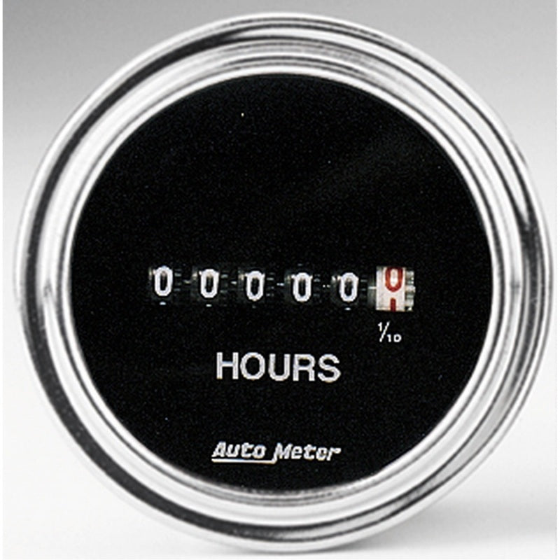 Autometer Traditional Chrome 52mm 100k Short Sweep Electronic Hourmeter AutoMeter Gauges