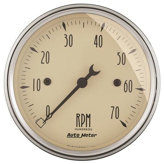 Autometer 3-1/8in Antique Beige In-Dash 7K RPM Tachometer Gauge AutoMeter Gauges