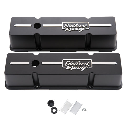 Edelbrock Valve Cover Racing Series Chevrolet 1959-1986 262-400 CI V8 Tall Black