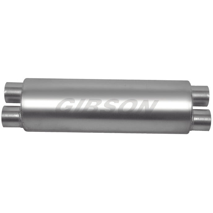 Gibson SFT Superflow Dual/Dual Round Muffler - 8x24in/3in Inlet/2.5in Outlet - Stainless Gibson Muffler