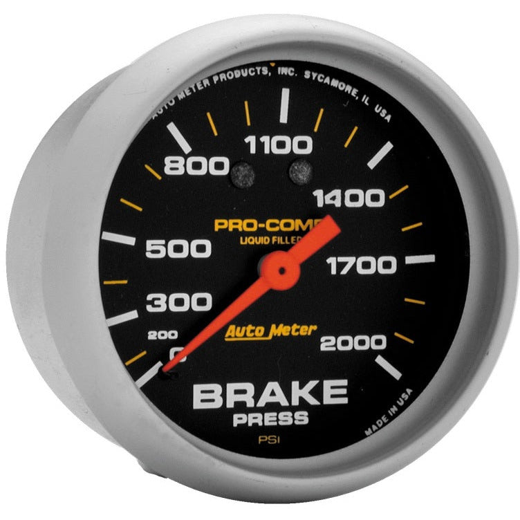 AutoMeter Gauge Brake Press 2-5/8in. 2000PSI Liquid Filled Mech Pro-Comp AutoMeter Gauges