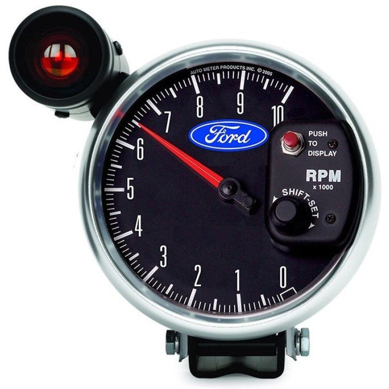 Autometer Ford 5in. 10K RPM Pedestal w/ Ext. Shift-Lite Tachometer Gauge AutoMeter Gauges