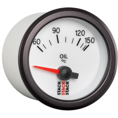 Autometer Stack 52mm 60-150 Deg C M10 Male Electric Oil Temp Gauge - White AutoMeter Gauges