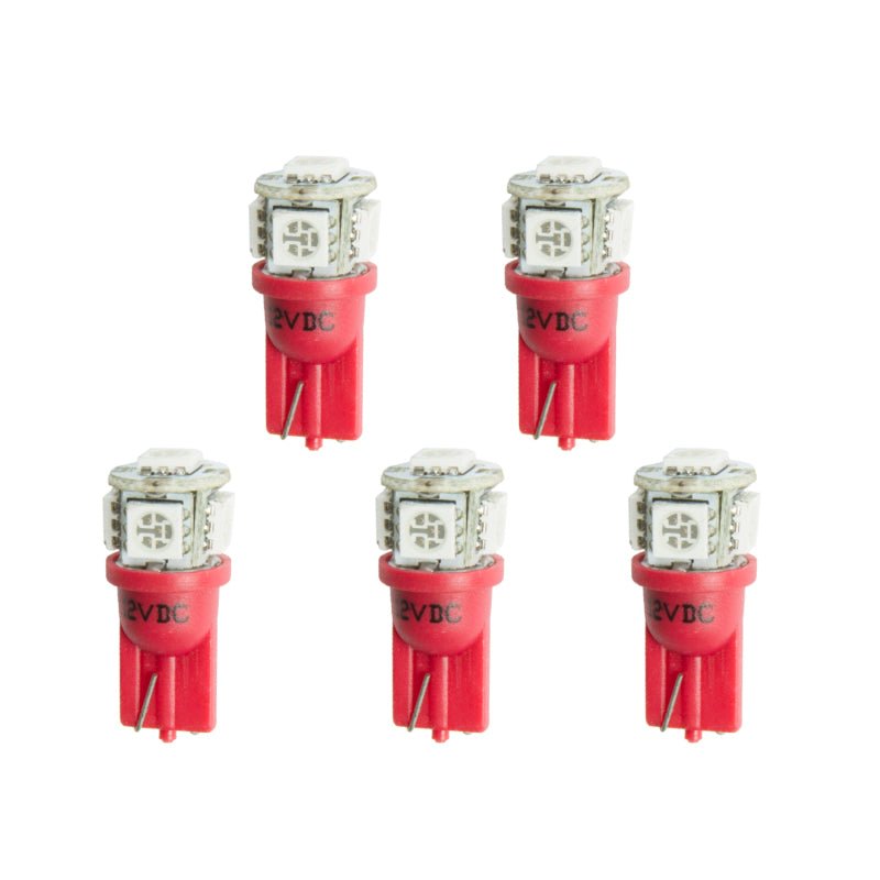 Autometer Red LED Replacement T3 Wedge Bulb Kit - Pack of 5 AutoMeter Gauges
