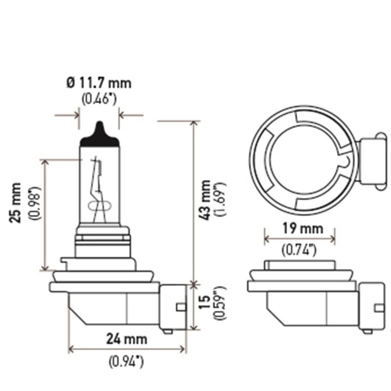 Hella Bulb H11 12V 55W PGJ19-2 T4 LONG LIFE Hella Bulbs