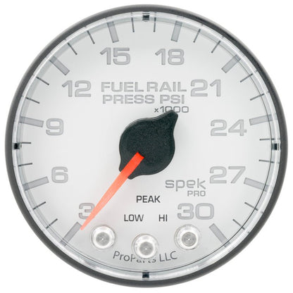 Autometer Spek-Pro 2 1/16in 30KPSI Stepper Motor W/Peak & Warn White/Black Rail Pressure Gauge AutoMeter Gauges