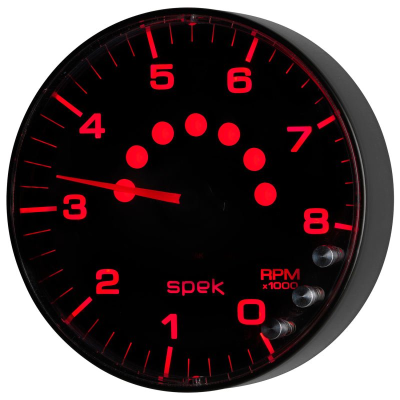 Autometer Spek-Pro Gauge Tachometer 5in 8K Rpm W/Shift Light & Peak Mem Black/Black AutoMeter Gauges