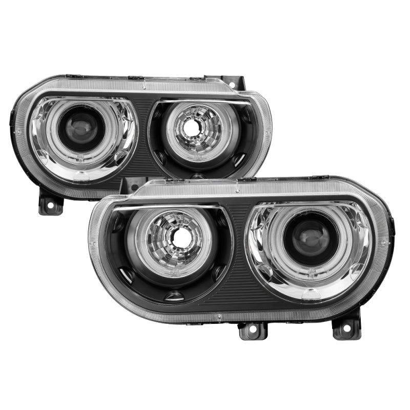 xTune Dodge Challenger 08-14 Halogen Only Halo Projector Headlights Black PRO-JH-DCHAL08-HA-BK SPYDER Headlights
