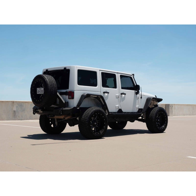 Road Armor 07-18 Jeep Wrangler JK Stealth Front Fender Flare Body Armor w/LED DRL - Tex Blk Road Armor Bumpers - Steel