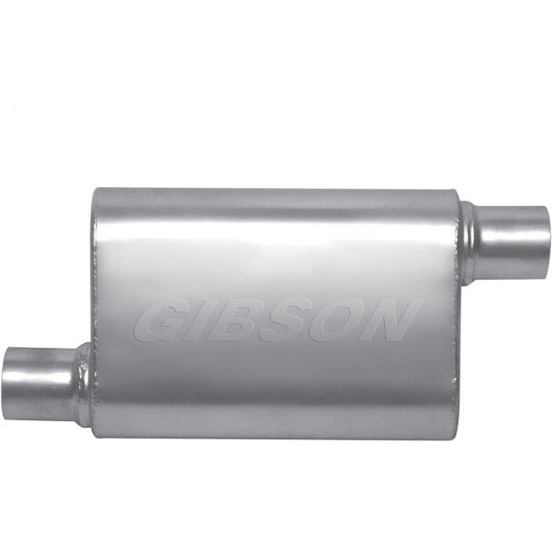 Gibson MWA Superflow Offset/Offset Oval Muffler - 4x9x14in/2.5in Inlet/2.5in Outlet - Stainless Gibson Muffler