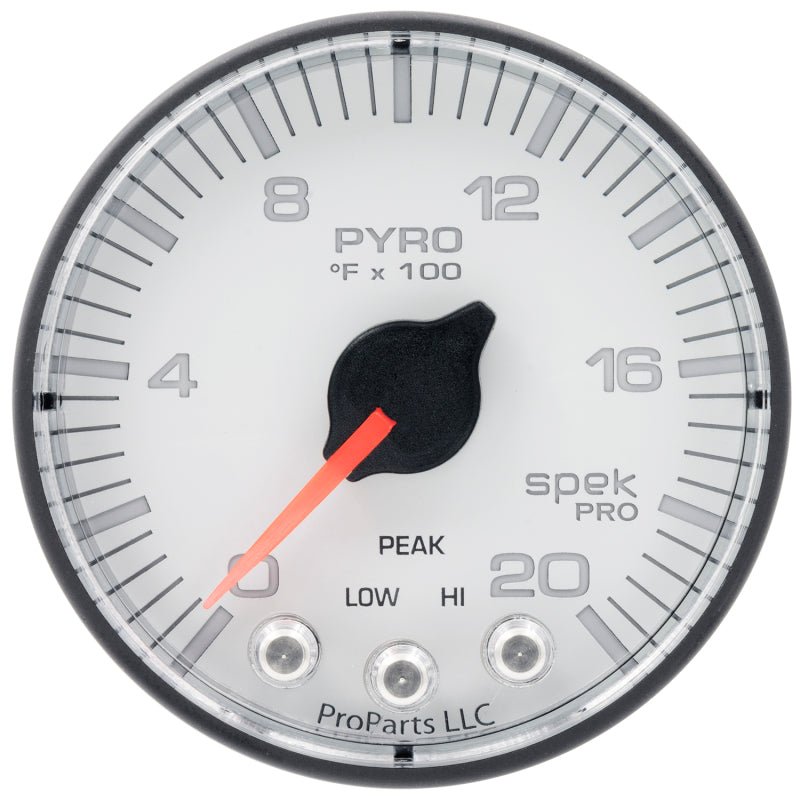 Autometer Spek-Pro Gauge Pyro. (Egt) 2 1/16in 2000f Stepper Motor W/Peak & Warn Wht/Blk AutoMeter Gauges