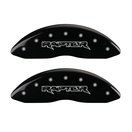 MGP 4 Caliper Covers Engraved Front & Rear Raptor Black finish silver ch