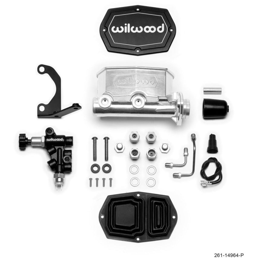 Wilwood Compact Tandem M/C - 1.12in Bore - w/Bracket and Valve - Ball Burnished Wilwood Brake Master Cylinder