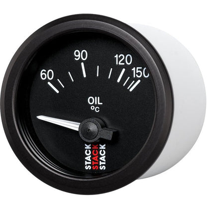 Autometer Stack 52mm 60-150 Deg C M10 Male Electric Oil Temp Gauge - Black AutoMeter Gauges