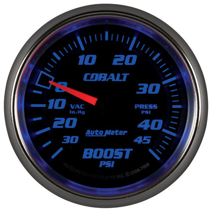 AutoMeter Gauge Vac/Boost 2-5/8in. 30Inhg-45PSI Mechanical Cobalt AutoMeter Gauges