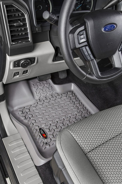 Rugged Ridge Floor Liner Front Gray 2015-2020 Ford F-150 / Raptor / Extended / Super Crew Cab Rugged Ridge Floor Mats - Rubber