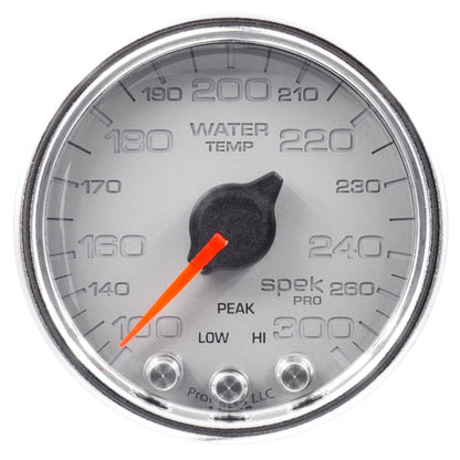 Autometer Spek-Pro Gauge Water Temp 2 1/16in 300f Stepper Motor W/Peak & Warn Slvr/Chrm AutoMeter Gauges