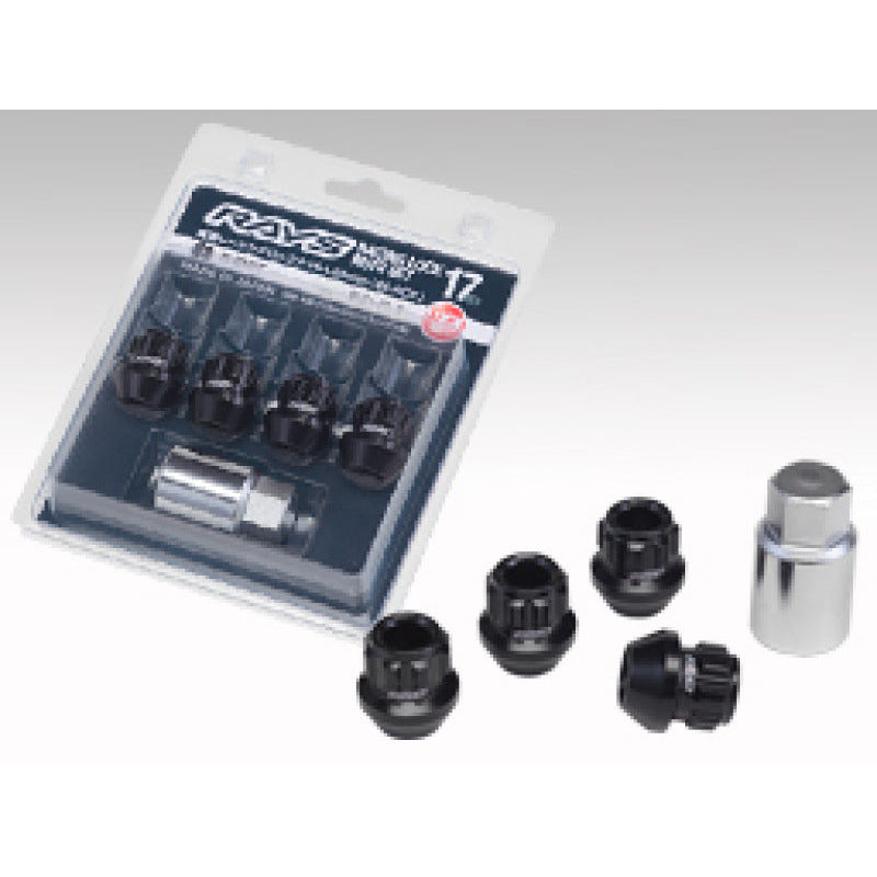 Rays 17 Hex Racing Nut Set L25 Short Type 12x1.25 - Black Chromate (16 Pieces) Rays Lug Nuts